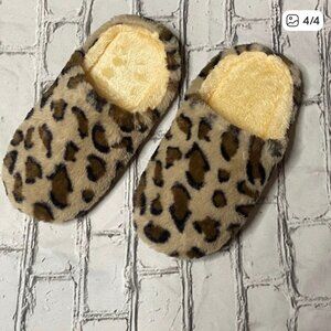 Plush Leopard Print House Slippers Sizes 7.5, 10, 11 Brand New